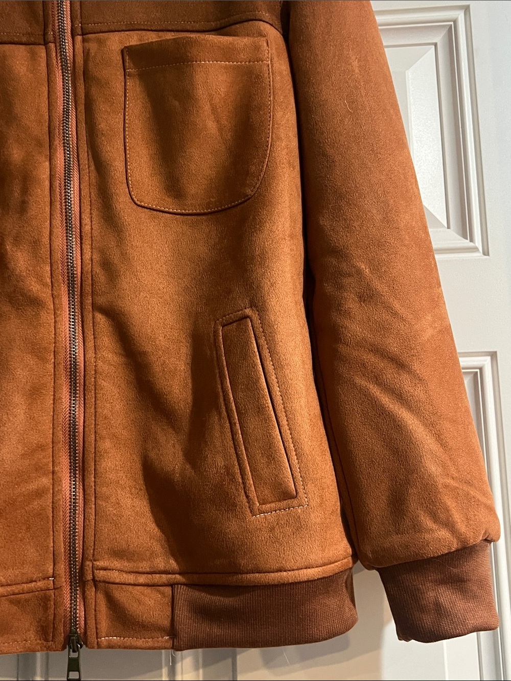 CARHARTT Faux Suede Sherpa Lined Zip Up Brown Jacket Size Small - Picture 3 of 9